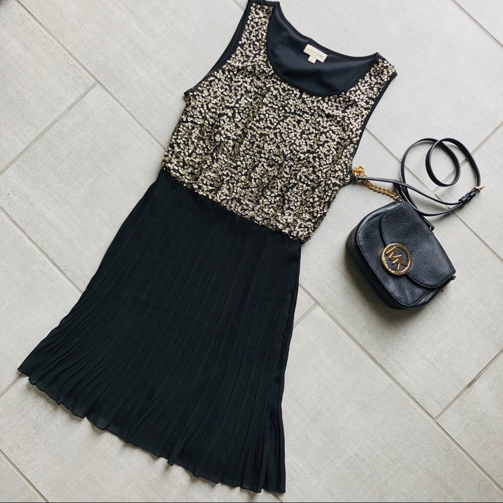 Maison Jules Black and Gold Mini Dress